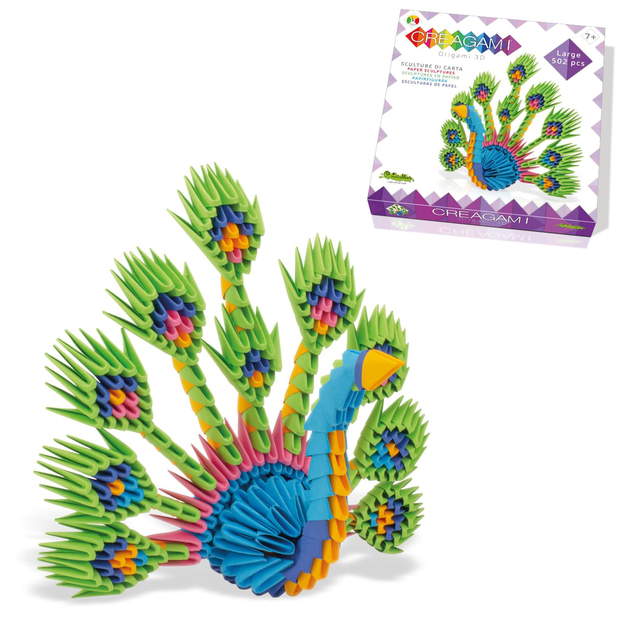 Creagami Peacock Origami Set - Large 3D Modular Paper Art Kit for Creative Exploration for Ages 7+